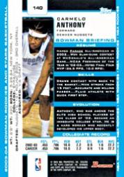 2003-04 Bowman #140 Carmelo Anthony RC back image