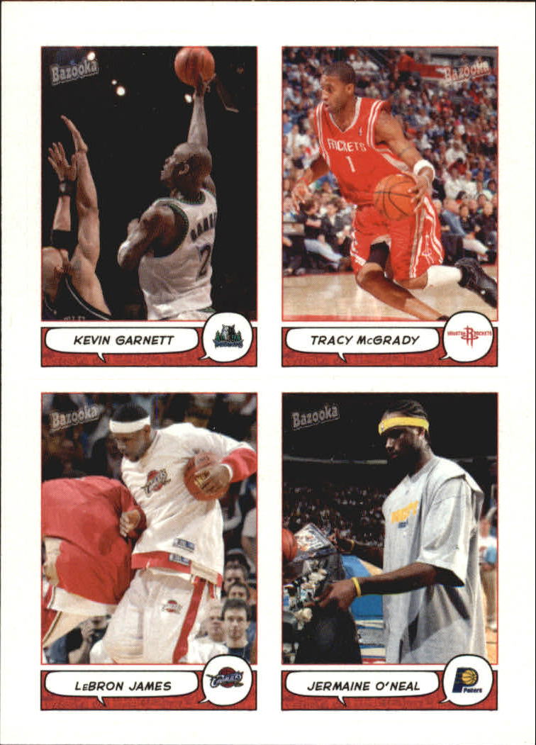 2004-05 Bazooka 4-on-1 Stickers #6 Kevin Garnett/Tracy McGrady/LeBron James/Jermaine O'Neal
