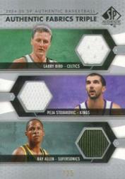 2004-05 SP Authentic Fabrics Triple #BSA Larry Bird/Peja Stojakovic/Ray Allen