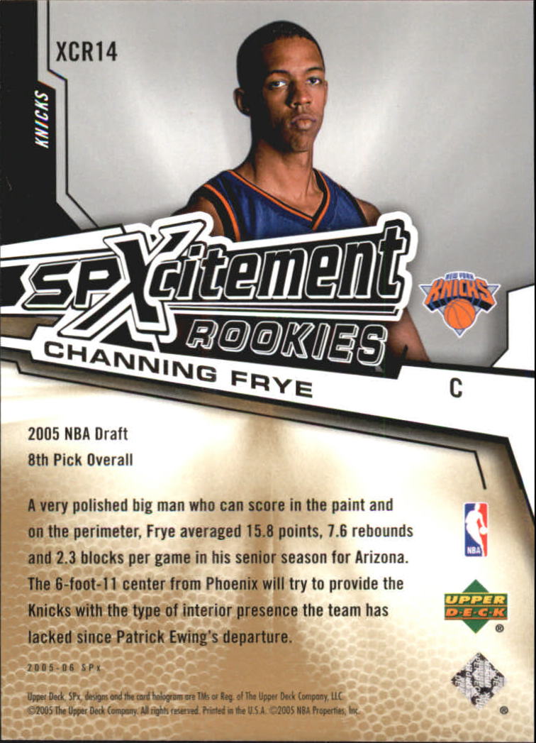 2005-06 SPx SPxcitement Rookies #XCR14 Channing Frye back image