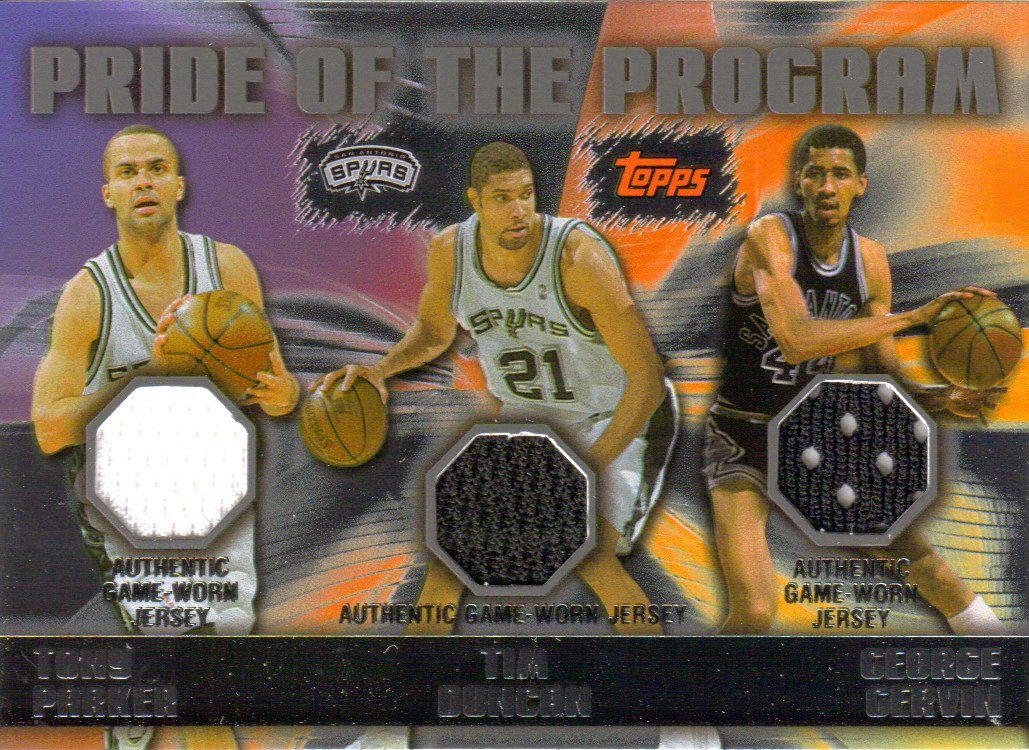 2006-07 Topps Pride of the Program Relics #PDG Tony Parker/Tim Duncan/George Gervin
