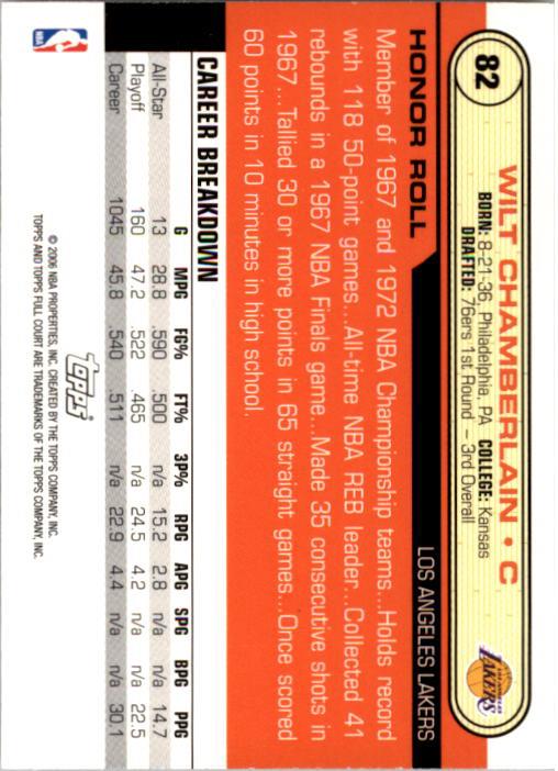 2006-07 Topps Full Court #82 Wilt Chamberlain back image