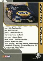 2002 Press Pass Trackside #12 Michael Waltrip back image