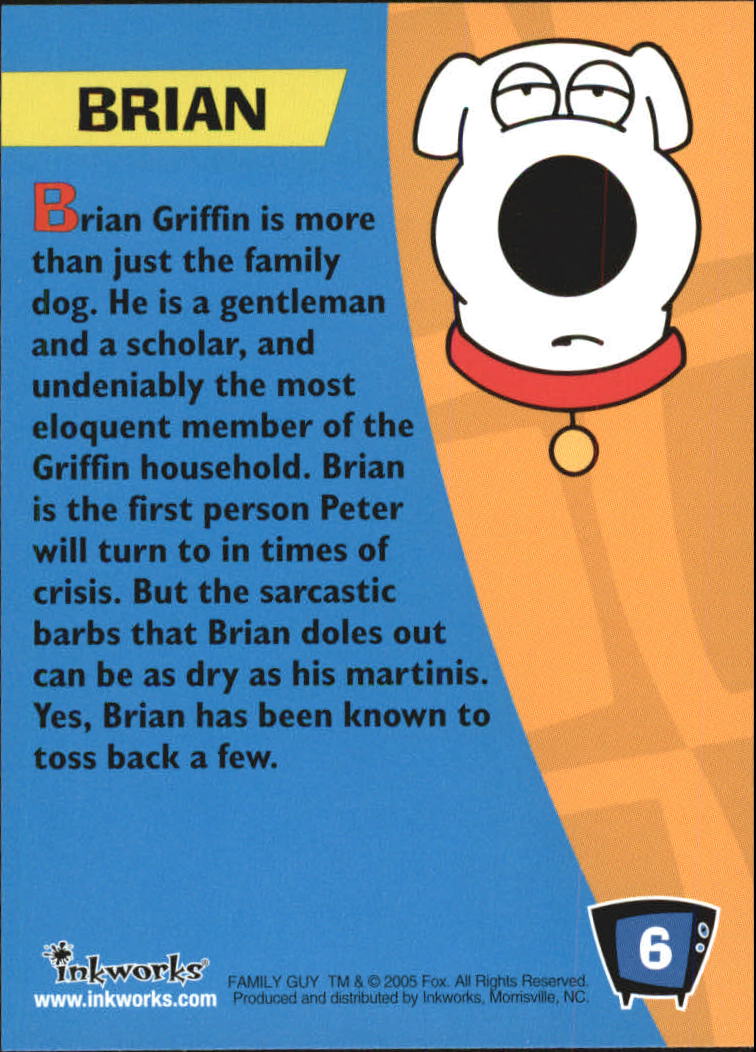 2005 family guy season one #6 brian griffin