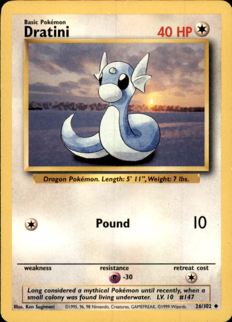 1999 Pokemon Base Unlimited #26  Dratini (U)