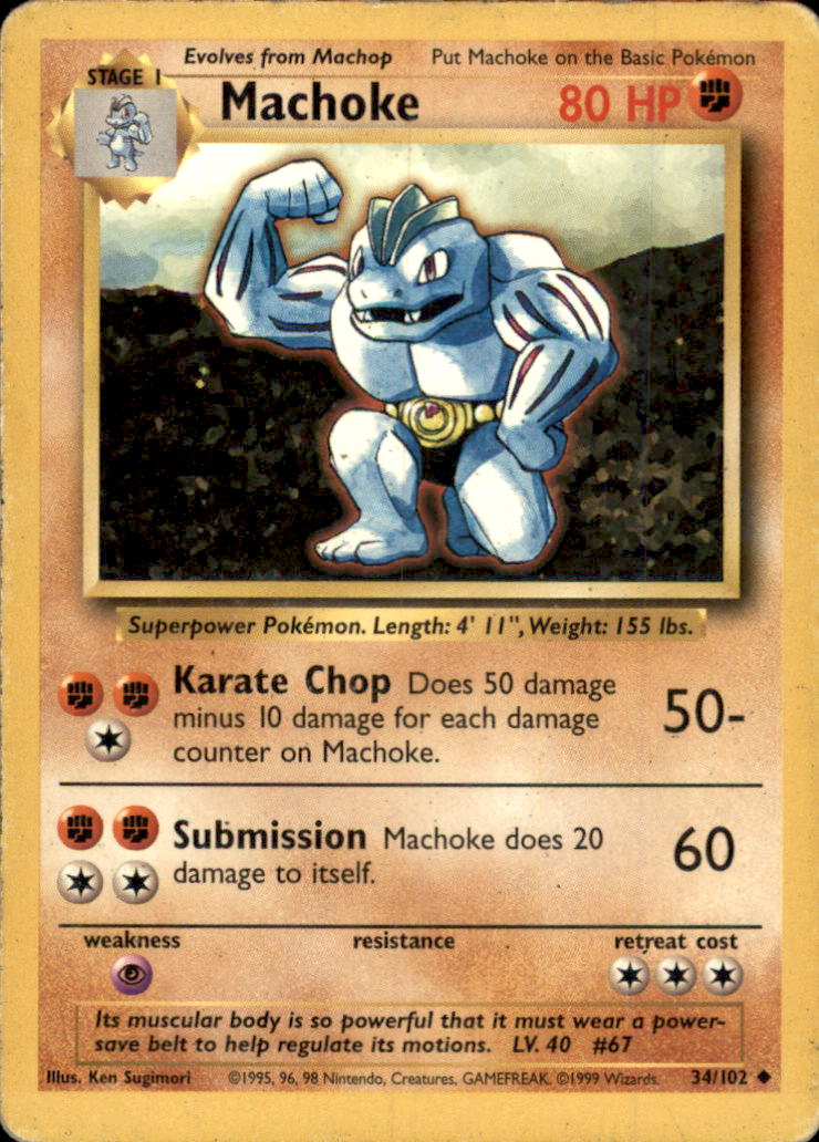 1999 Pokemon Base Unlimited #34  Machoke (U)