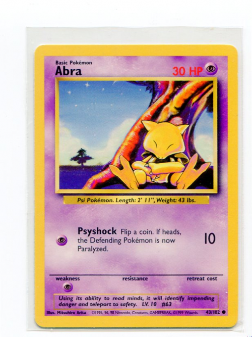 1999 Pokemon Base Unlimited #43  Abra (C)