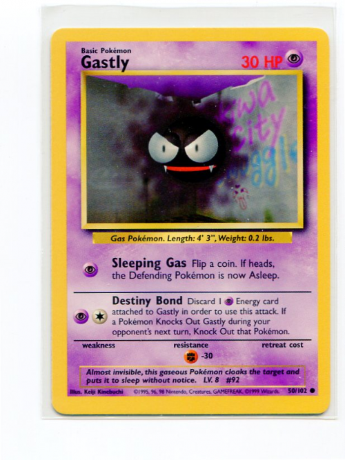 1999 Pokemon Base Unlimited #50  Gastly (C)
