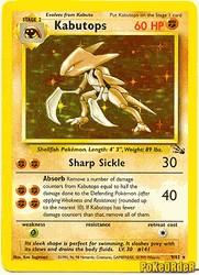 1999 Pokemon Fossil Unlimited #9 Kabutops (holo) (R)