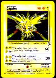 2000 Pokemon Base 2 Unlimited #20 Zapdos (holo) (R)