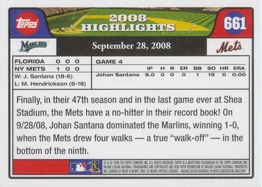 Johan Santana throws first no-hitter in Mets history - and already has a  no-no baseball card - Beckett News