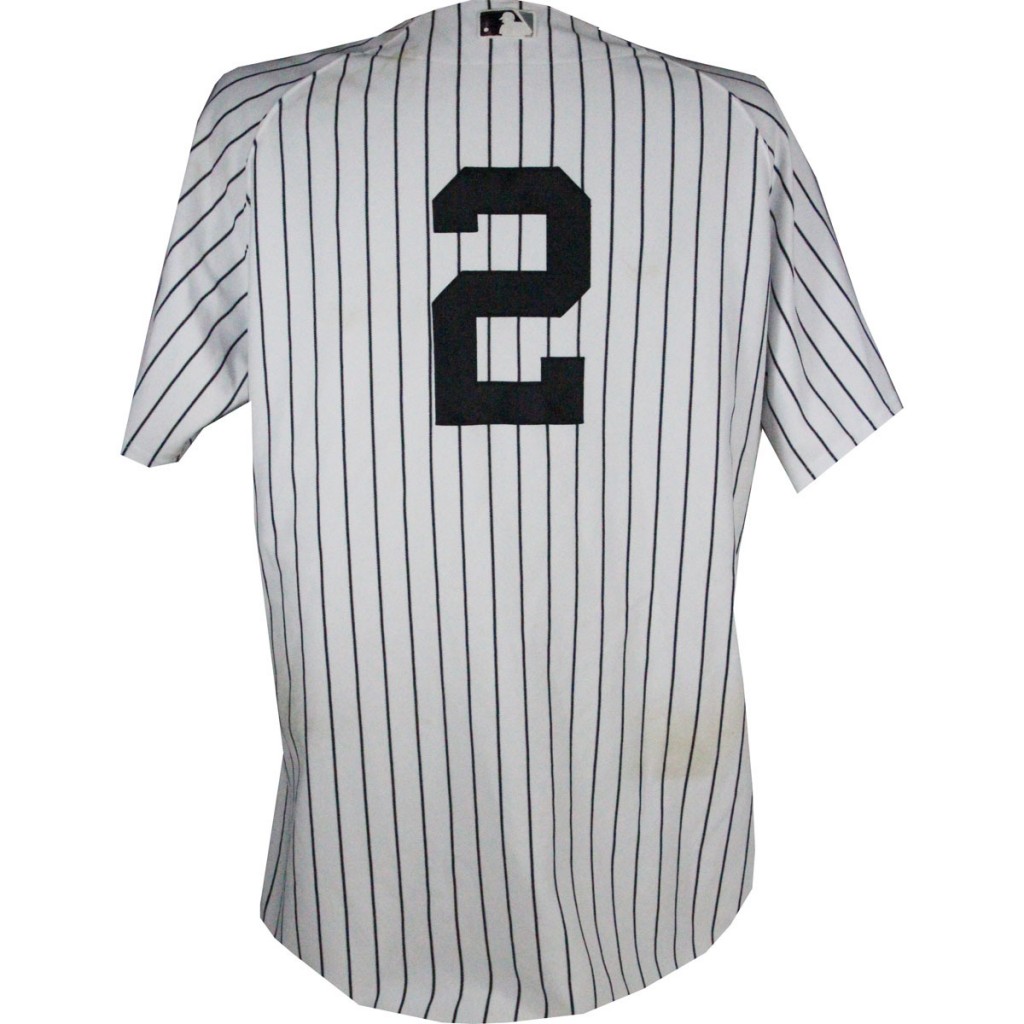 Would anyone happen to know where I could buy a Jeter jersey with the  stripe on the sleeve like this? I've been having a real hard time finding  any info on a