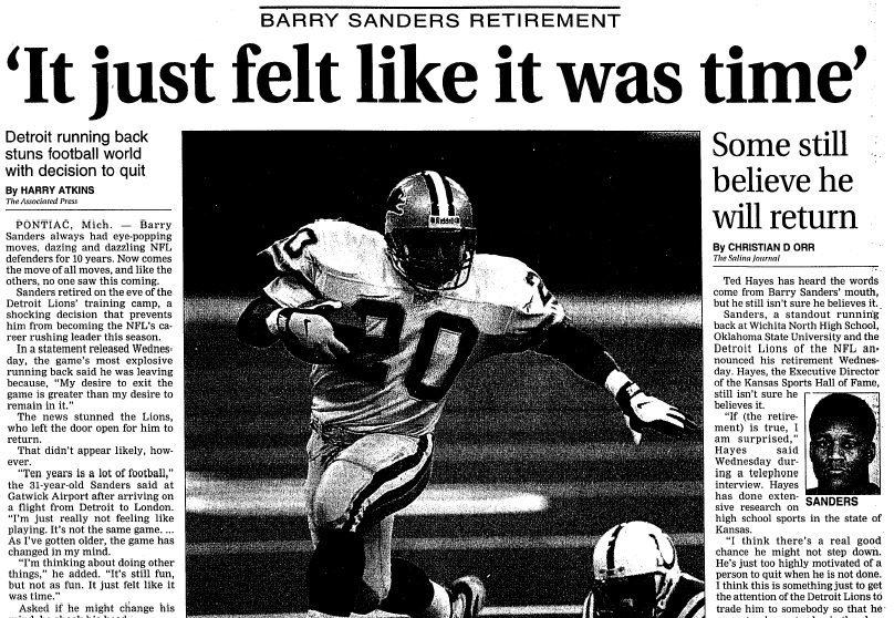 Barry Sanders at 50: Here are 20 tales about No. 20 you might not know