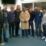 Barry Sanders and his son with Maroon 5.