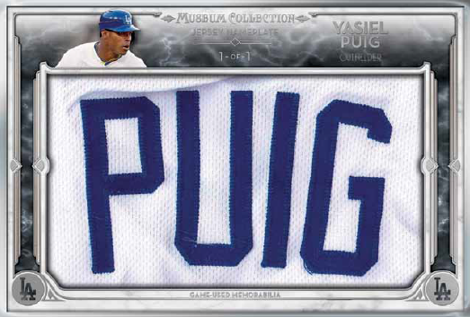  Yasiel Puig player worn jersey patch baseball card