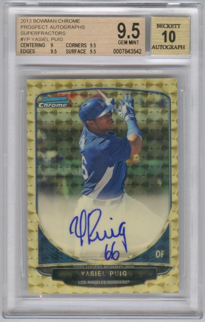 Yasiel Puig 2013 Bowman Chrome Blue Refractor Rookie Card