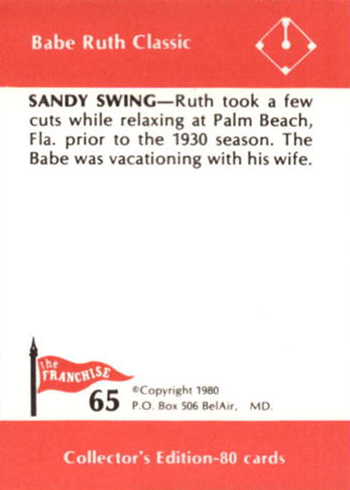 1980 Franchise Babe Ruth Checklist And Baseball Card Details