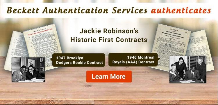 Jackie Robinson Baseball Contract Sale | Beckett Authentication Services ;?>