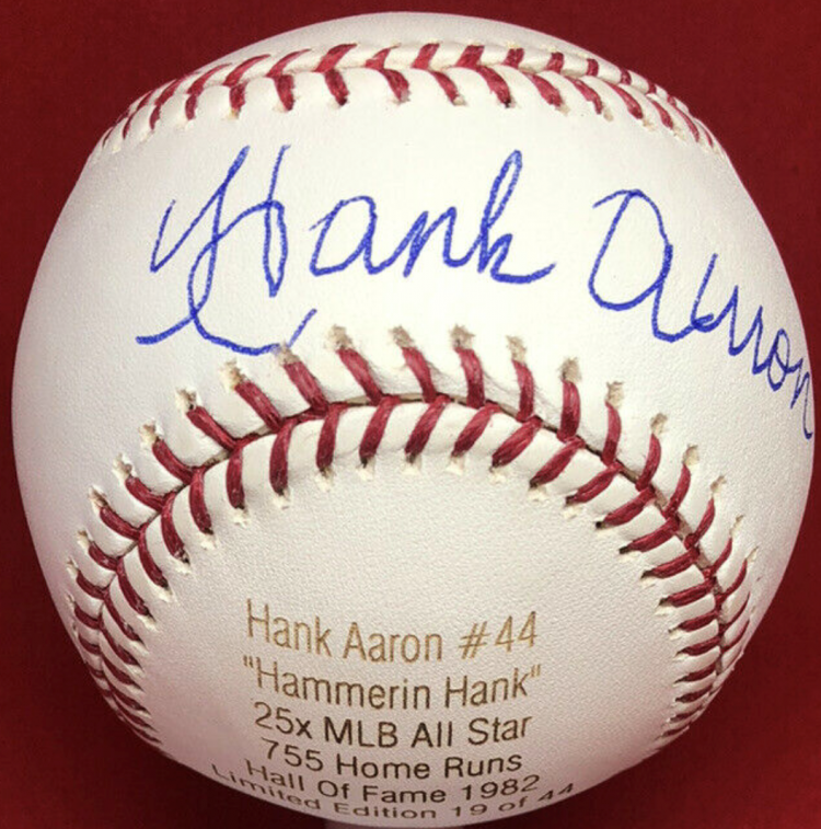 Hank Aaron Autographed Baseball Auction