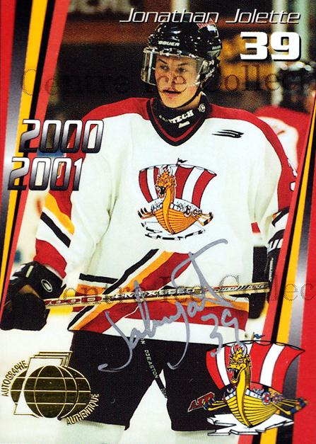 2000-01 Baie-Comeau Drakkar Signed #20 Jonathan Jolette