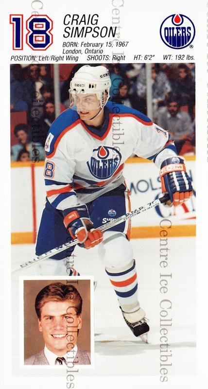 1988-89 Edmonton Oilers Team Issue #25 Craig Simpson - MINT