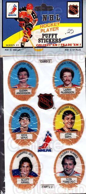 1983-84 Puffy Stickers #2 Glenn Anderson/Larry Robinson/Rick Vaive/Stan Smyl/Scott Arniel/Don Edwards