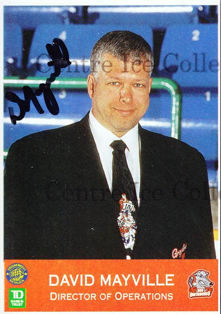 1996-97 Sault Ste. Marie Greyhounds Autographed #10 David Mayville/Director of Operations