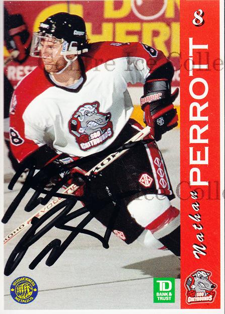 1996-97 Sault Ste. Marie Greyhounds Autographed #16 Nathan Perrott