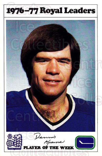 1976-77 Vancouver Canucks Royal Bank #7 Dennis Kearns