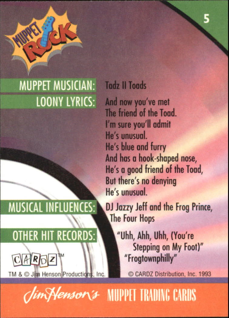 1993 Cardz Jim Henson's Muppet Trading Cards #5 Tadz II Toads - NM-MT
