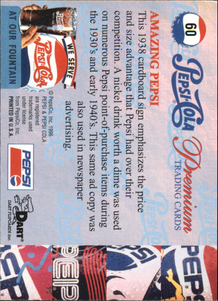 1996 Dart FlipCards Pepsi Cola Premium 60 Amazing Pepsi NMMT