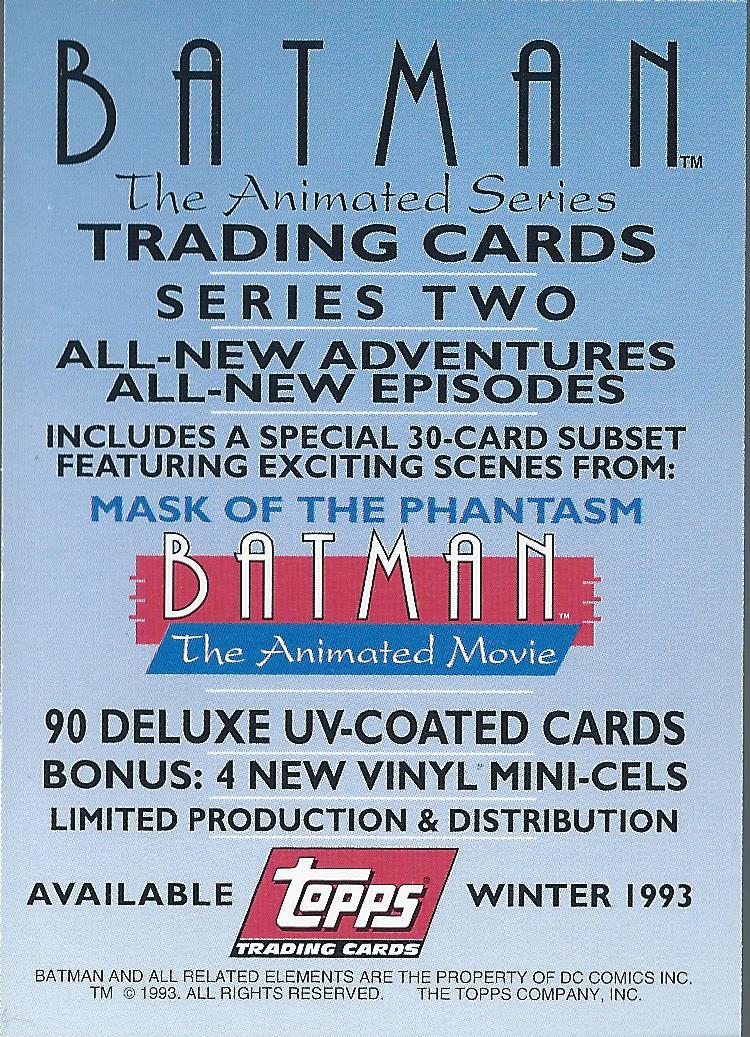 1993 Topps Batman Animated Series Two Promos #1 Catwoman and Batman (dealer excl.) back image