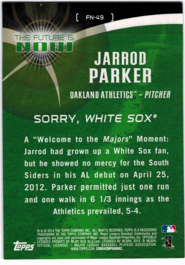 2014 Topps The Future is Now #FN49 Jarrod Parker back image