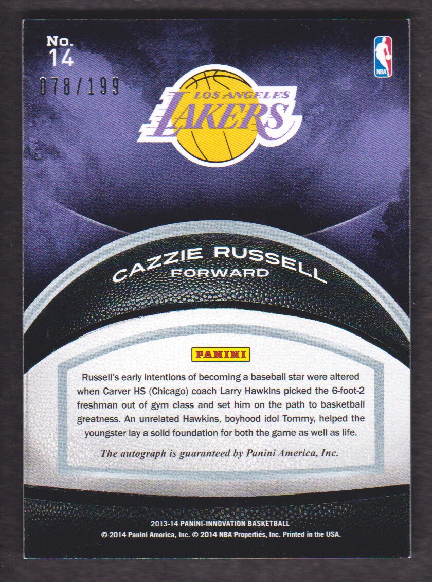 2013-14 Innovation Foundations Ink #14 Cazzie Russell/199 back image