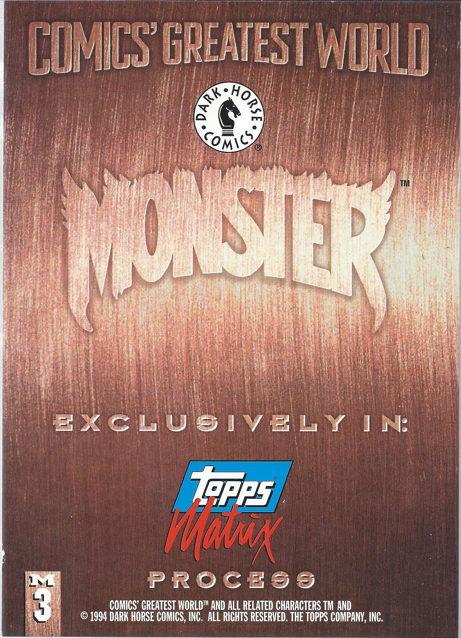 1994 Topps Comics' Greatest World Topps Matrix Jumbo #M3 Monster back image
