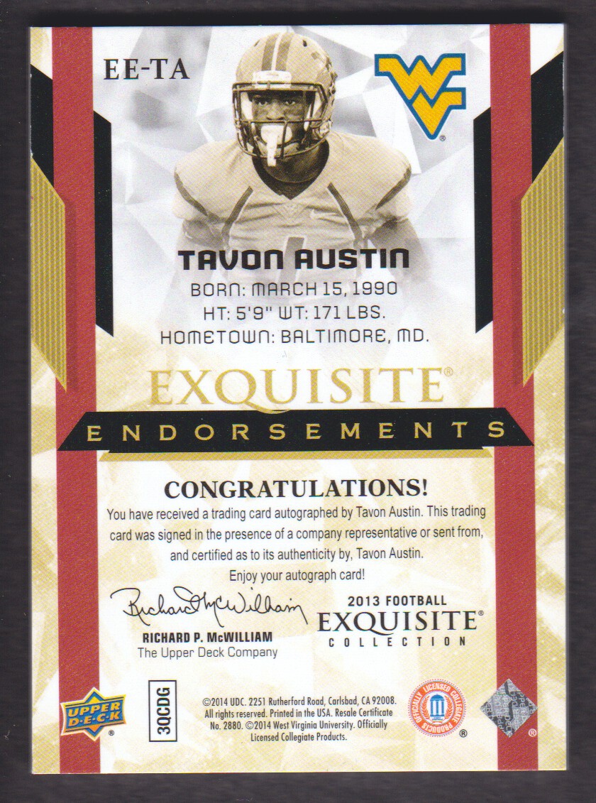 2013 Exquisite Collection Exquisite Endorsements #EETA Tavon Austin/125 back image