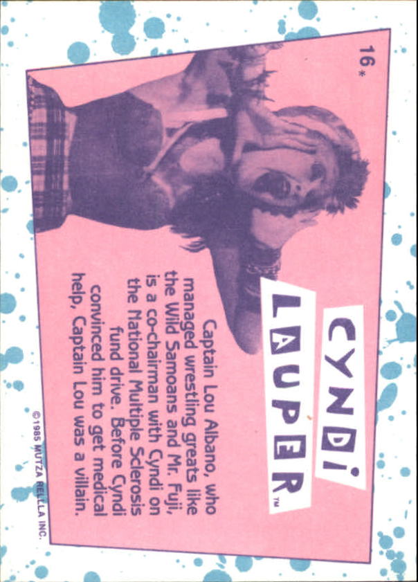 1985 Topps Cyndi Lauper #16 Captain Lou Albano back image