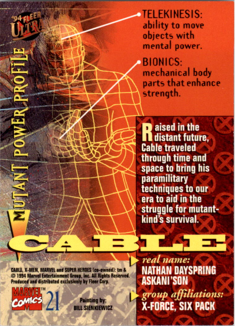 1994 Fleer Ultra X-Men #21 Cable back image