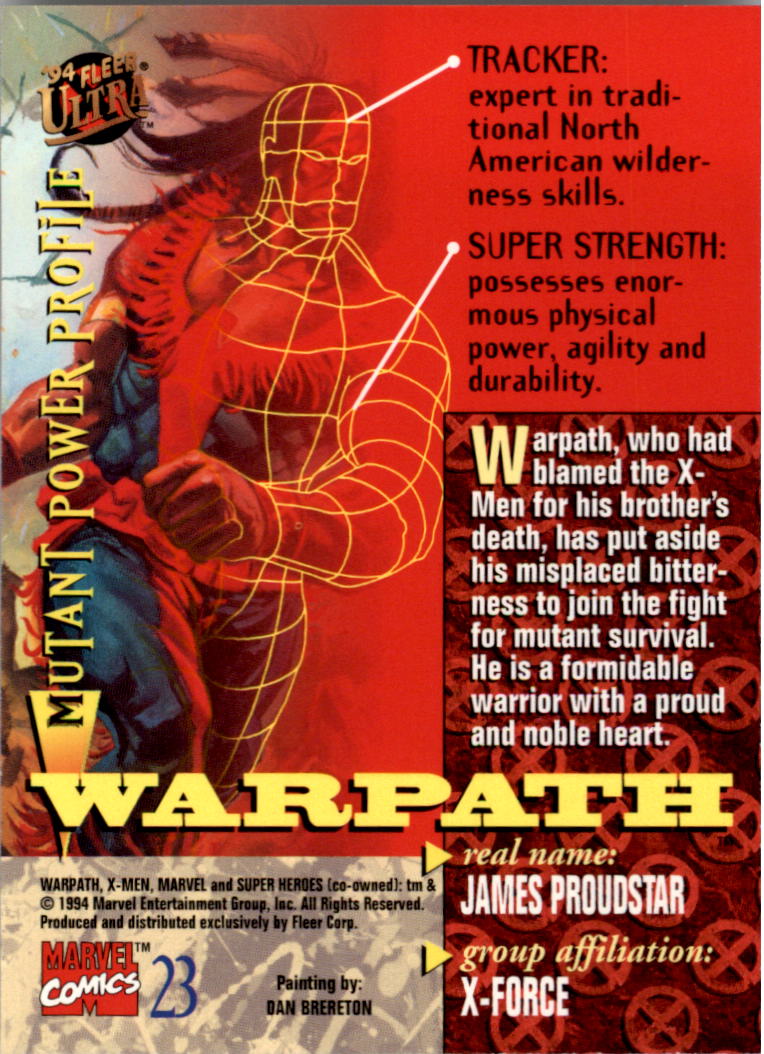 1994 Fleer Ultra X-Men #23 Warpath back image