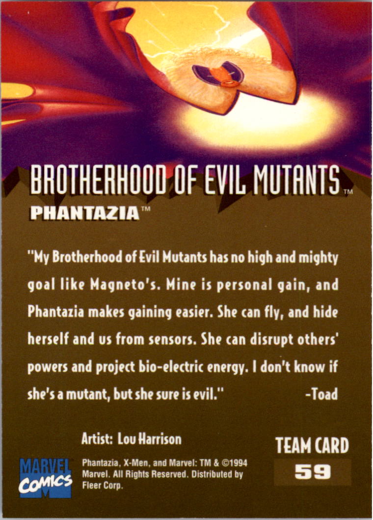 1995 Fleer Ultra X-Men #59 Phantazia back image