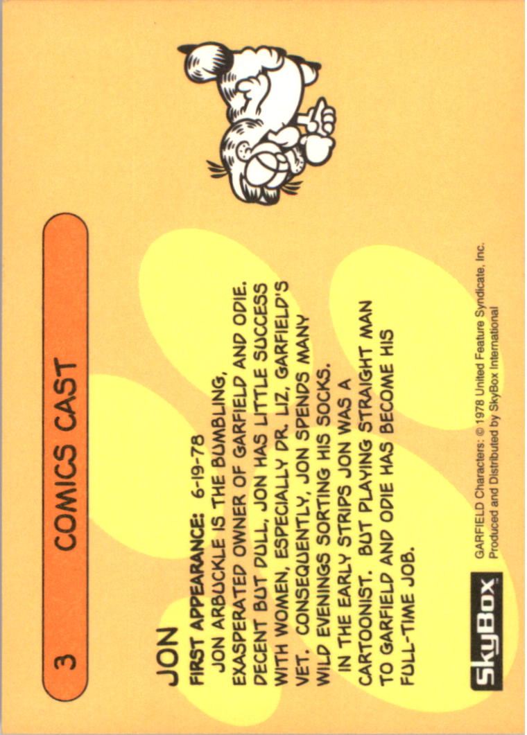 1992 SkyBox Garfield #3 Jon back image
