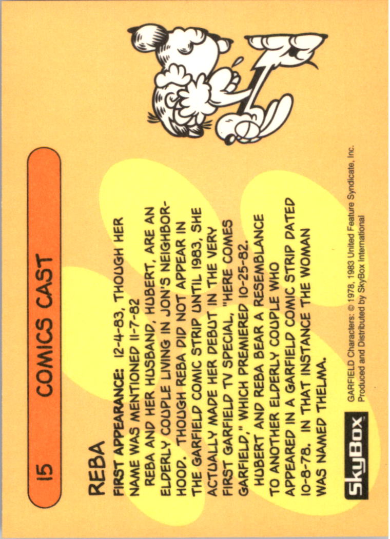 1992 SkyBox Garfield #15 Reba back image