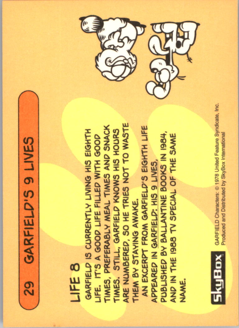 1992 SkyBox Garfield #29 Garfield back image
