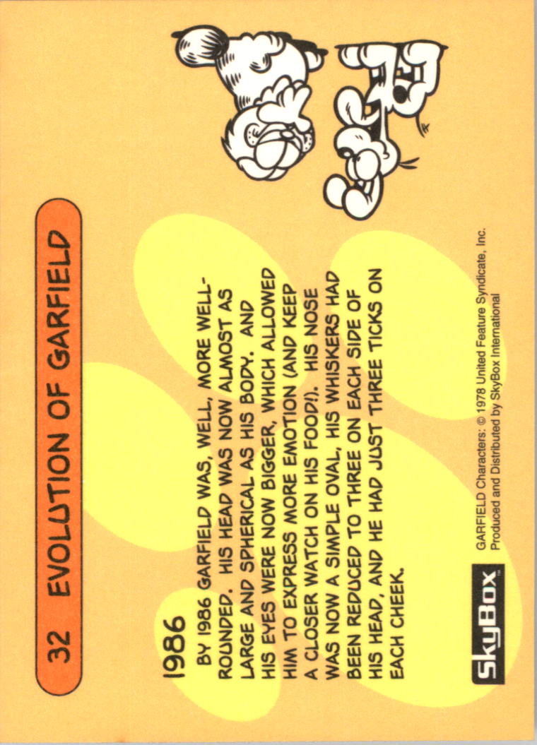 1992 SkyBox Garfield #32 Evolution of Garfield back image