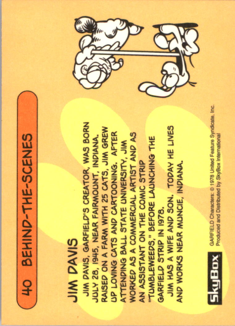 1992 SkyBox Garfield #40 Jim Davis back image