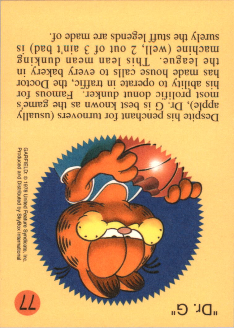 1992 SkyBox Garfield #77 Gorge McJam back image