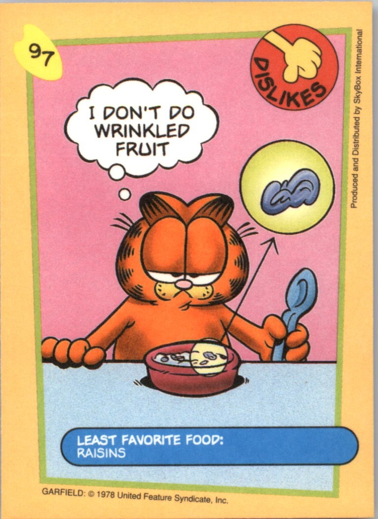 1992 SkyBox Garfield #97 Favorite Food back image