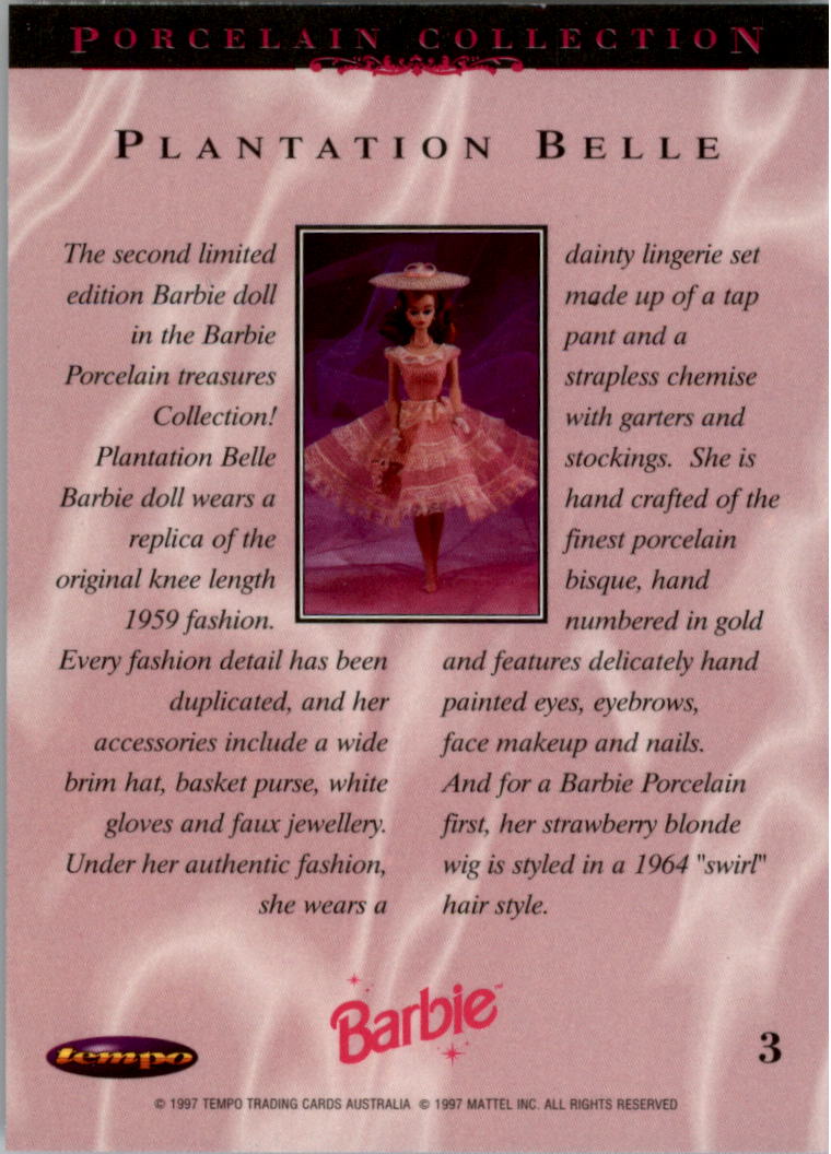1997 Tempo World of Barbie #3 Plantation Belle back image