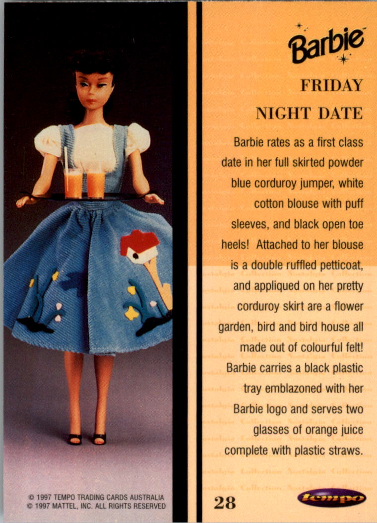 1997 Tempo World of Barbie #28 Friday Night Date back image