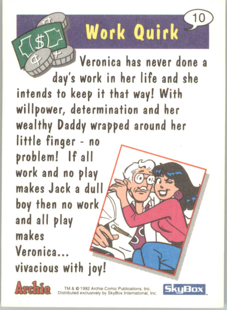 1992 SkyBox Archie #10 Work Quirk back image